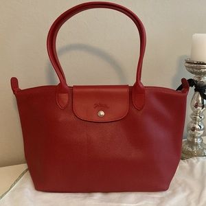 Red Leather Longchamp bag